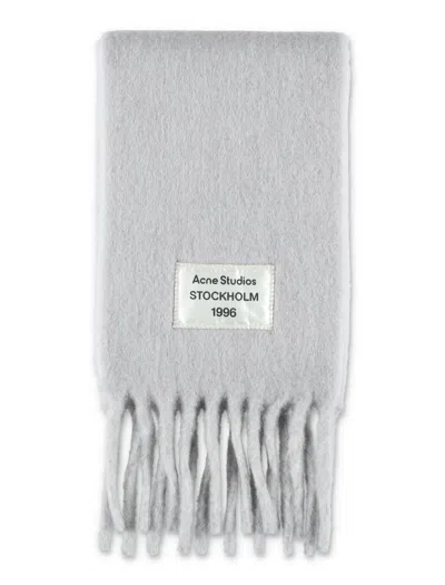 Acne Studios Wool Scarf With Fringes In Gray