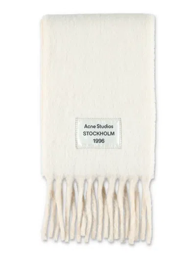 Acne Studios Wool Scarf With Fringes In White