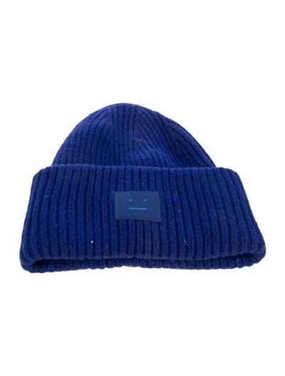 Pre-owned Acne Studios Wool Solid Beanie Hat In Blue