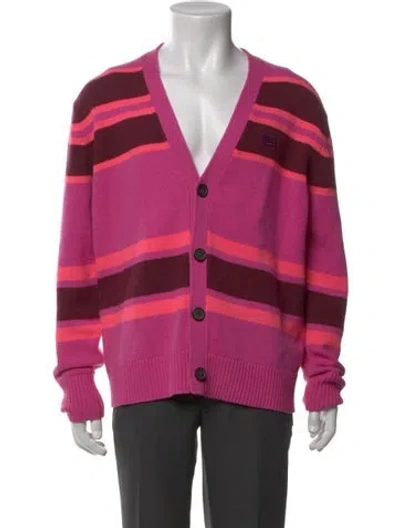 Pre-owned Acne Studios Wool Striped Cardigan In Purple