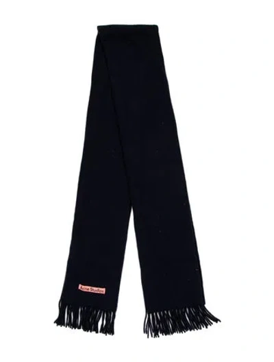 Pre-owned Acne Studios Wool Striped Scarf In Blue