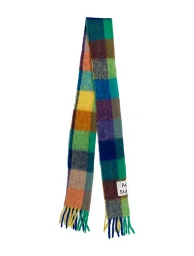 Pre-owned Acne Studios Wool Striped Scarf In Blue