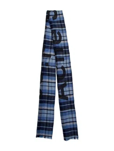 Pre-owned Acne Studios Wool Striped Scarf In Blue