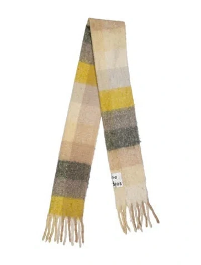 Pre-owned Acne Studios Wool Striped Scarf In Yellow