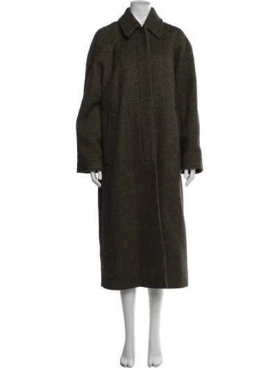 Pre-owned Acne Studios Wool Tweed Pattern Coat In Green