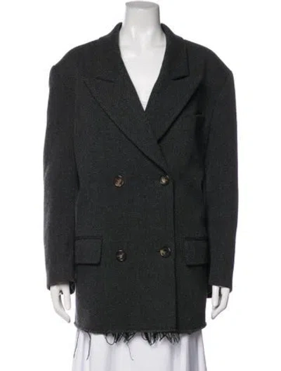 Pre-owned Acne Studios Wool Tweed Pattern Coat In Grey