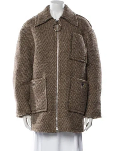 Pre-owned Acne Studios Wool Tweed Pattern Coat In Neutral