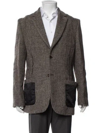 Pre-owned Acne Studios Wool Tweed Pattern Jacket In Brown