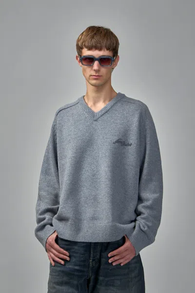 Acne Studios Wool V-neck Sweater In Gray