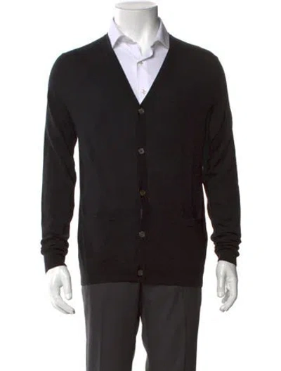 Pre-owned Acne Studios Wool V-neck Cardigan In Black