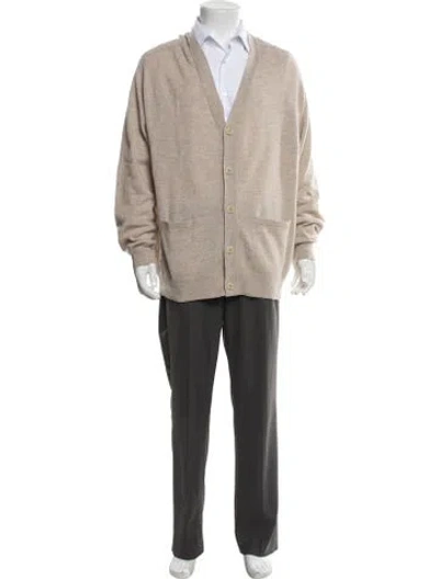 Pre-owned Acne Studios Wool V-neck Cardigan In Neutral