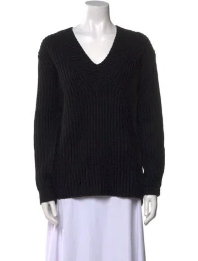 Pre-owned Acne Studios Wool V-neck Sweater In Black