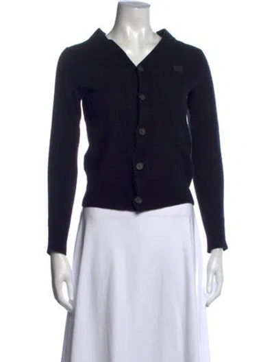 Pre-owned Acne Studios Wool V-neck Sweater In Black