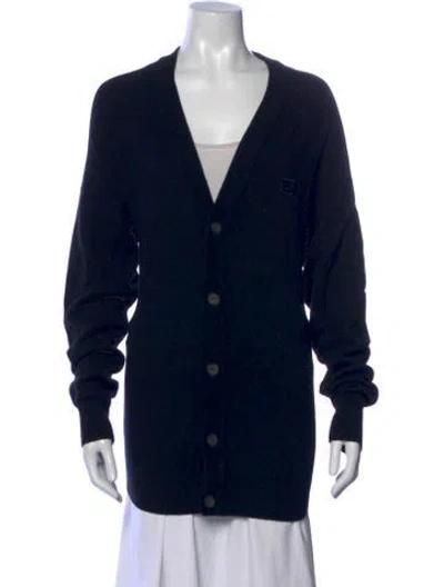 Pre-owned Acne Studios Wool V-neck Sweater In Black