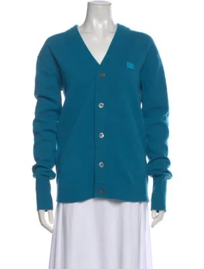 Pre-owned Acne Studios Wool V-neck Sweater In Blue