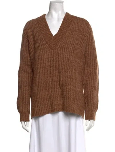 Pre-owned Acne Studios Wool V-neck Sweater In Brown