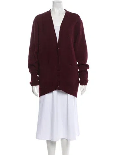 Pre-owned Acne Studios Wool V-neck Sweater In Burgundy