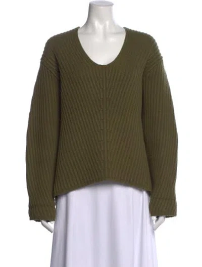 Pre-owned Acne Studios Wool V-neck Sweater In Green