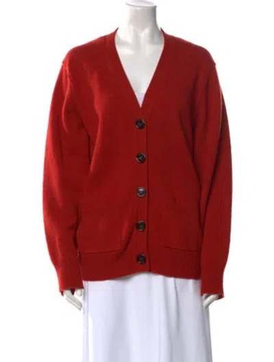 Pre-owned Acne Studios Wool V-neck Sweater In Orange