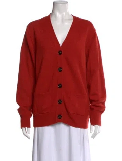 Pre-owned Acne Studios Wool V-neck Sweater In Orange