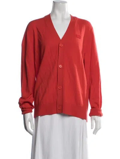 Pre-owned Acne Studios Wool V-neck Sweater In Red