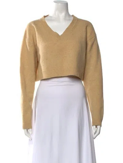 Pre-owned Acne Studios Wool V-neck Sweater In Yellow