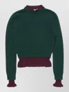 Acne Studios Ruffled Layered-effect Sweater In Green