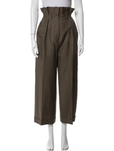 Pre-owned Acne Studios Wool Wide Leg Pants In Green