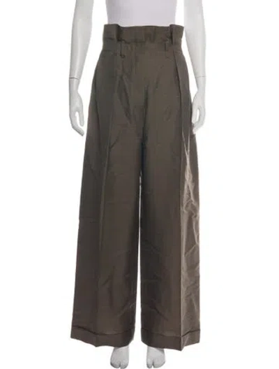 Pre-owned Acne Studios Wool Wide Leg Pants In Green