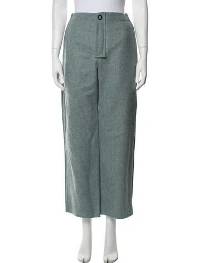 Pre-owned Acne Studios Wool Wide Leg Pants In Green