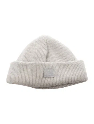 Pre-owned Acne Studios Wool-blend Patch Beanie In Grey