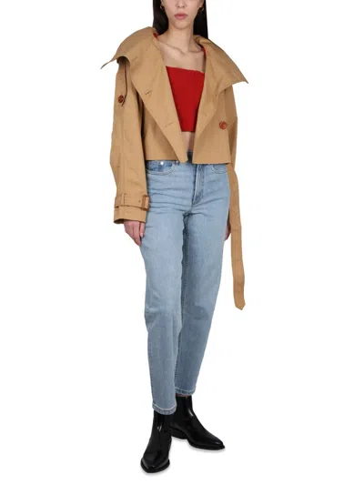 Acne Studios Wool-blend Square Neck Blouse In Red