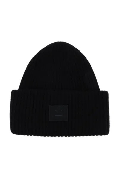 Acne Studios Woolen Face Beanie Hat In Black
