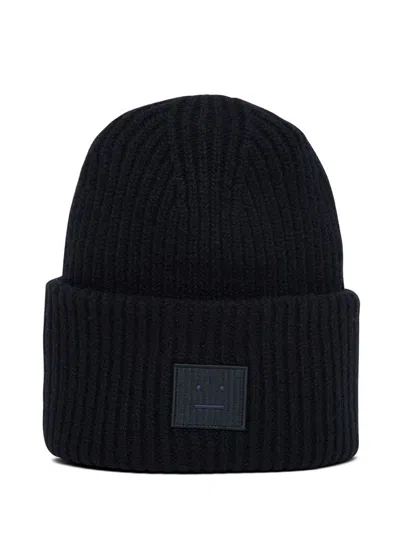 Acne Studios Woolen Face Beanie Hat In Black