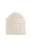 Acne Studios Woolen Hat With Logo In Oatmeal Melange
