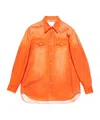 Acne Studios Worn-out Denim Shirt In Orange
