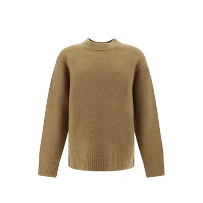 Acne Studios Woven Knit Sweater In Brown