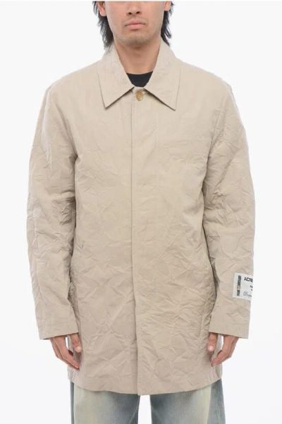 ACNE STUDIOS WRINKLED EFFECT UNLINED COAT WITH HIDDEN CLOSURE