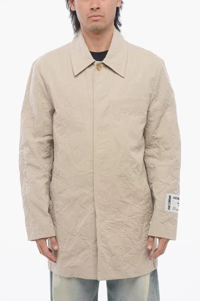 Acne Studios Wrinkled Effect Unlined Coat With Hidden Closure In Agu Light Beige