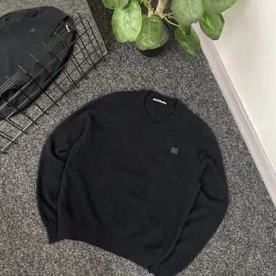 Pre-owned Acne Studios X Avant Garde Wool Sweater Acne Studios V Neck Black Mini Logo Luxury
