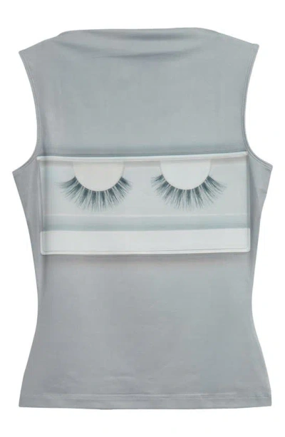 Acne Studios Womens Light Grey Grey Eyelash Brand-print Stretch-woven Jersey Top In Patterned Grey