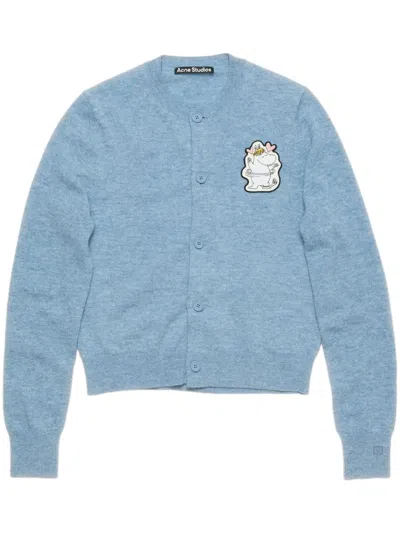 Acne Studios X Moomin Logo-patch Cardigan In Blue