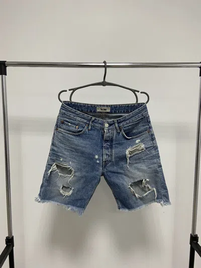 Pre-owned Acne Studios X Vintage Acne Studios Vintage Distressed Rubbed Shorts Style Y2k In Blue