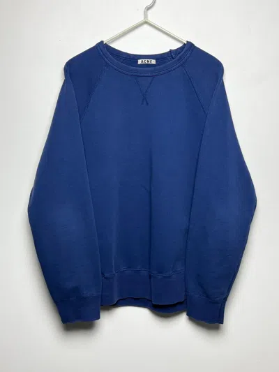 Pre-owned Acne Studios X Vintage Acne Y2k Crewneck Sweatshirt Navy Blue