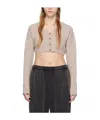 Acne Studios Y-neck Short Knitted Cardigan In Gray