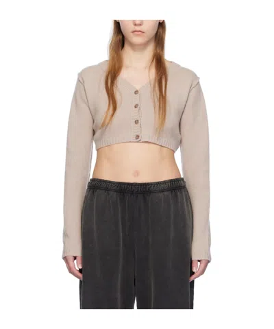 Acne Studios Y-neck Short Knitted Cardigan In Gray