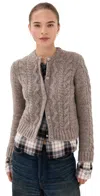 Acne Studios Yak Cotton Flannel Cardigan Beige Melange In Brown