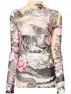 Acne Studios Multicolor Printed Turtleneck In Pink