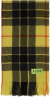 ACNE STUDIOS YELLOW & BLACK CHECK FRINGE SCARF