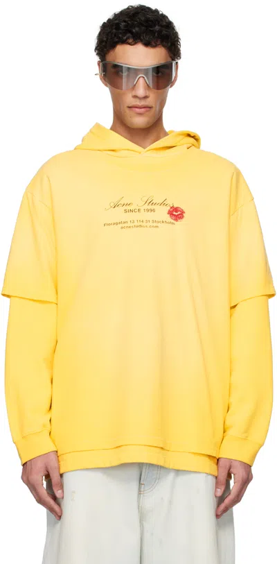Acne Studios Yellow Double-layered Hoodie In Axk Bright Yellow